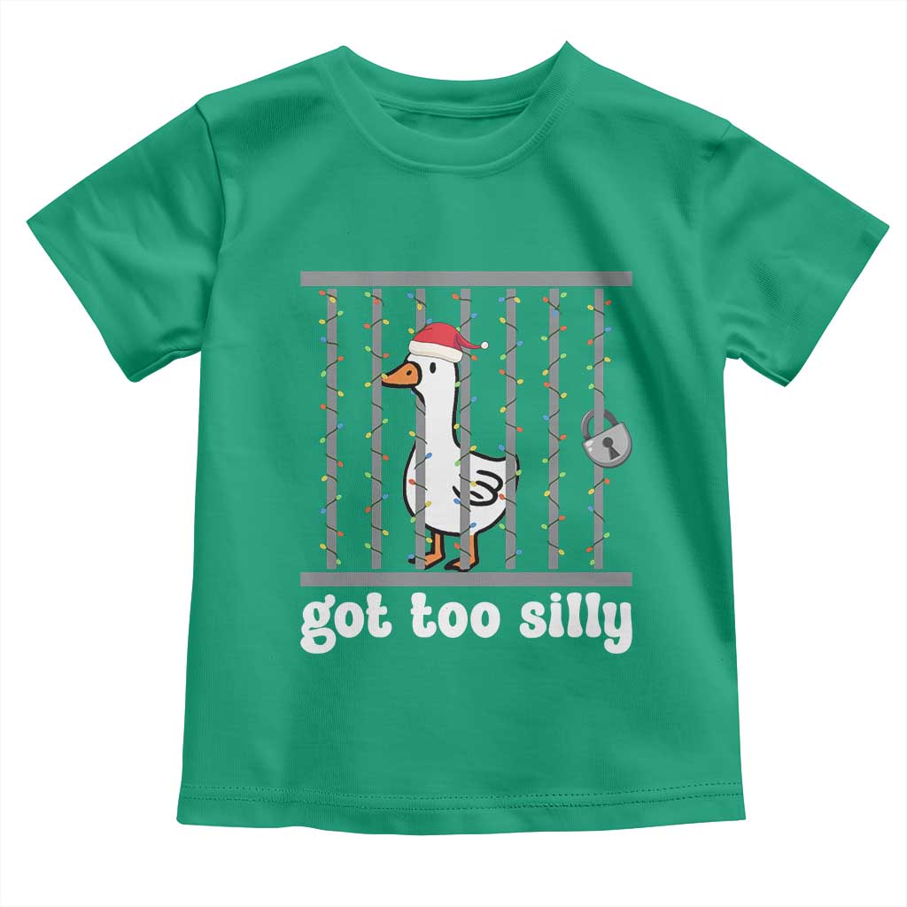 Funny Got Too Silly Christmas Toddler T Shirt Santa Goose Pun Humor Animal Lovers TS11 Irish Green Print Your Wear