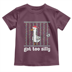 Funny Got Too Silly Christmas Toddler T Shirt Santa Goose Pun Humor Animal Lovers TS11 Maroon Print Your Wear