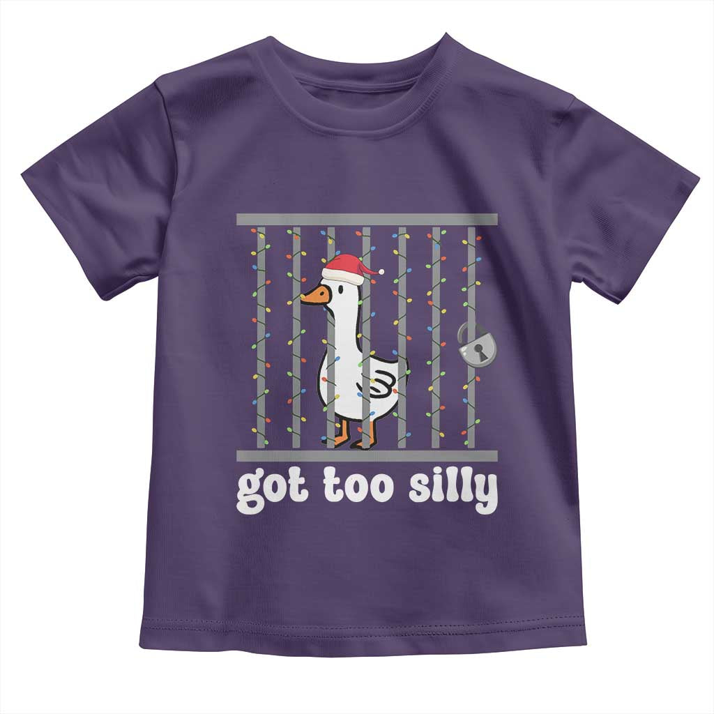 Funny Got Too Silly Christmas Toddler T Shirt Santa Goose Pun Humor Animal Lovers TS11 Purple Print Your Wear