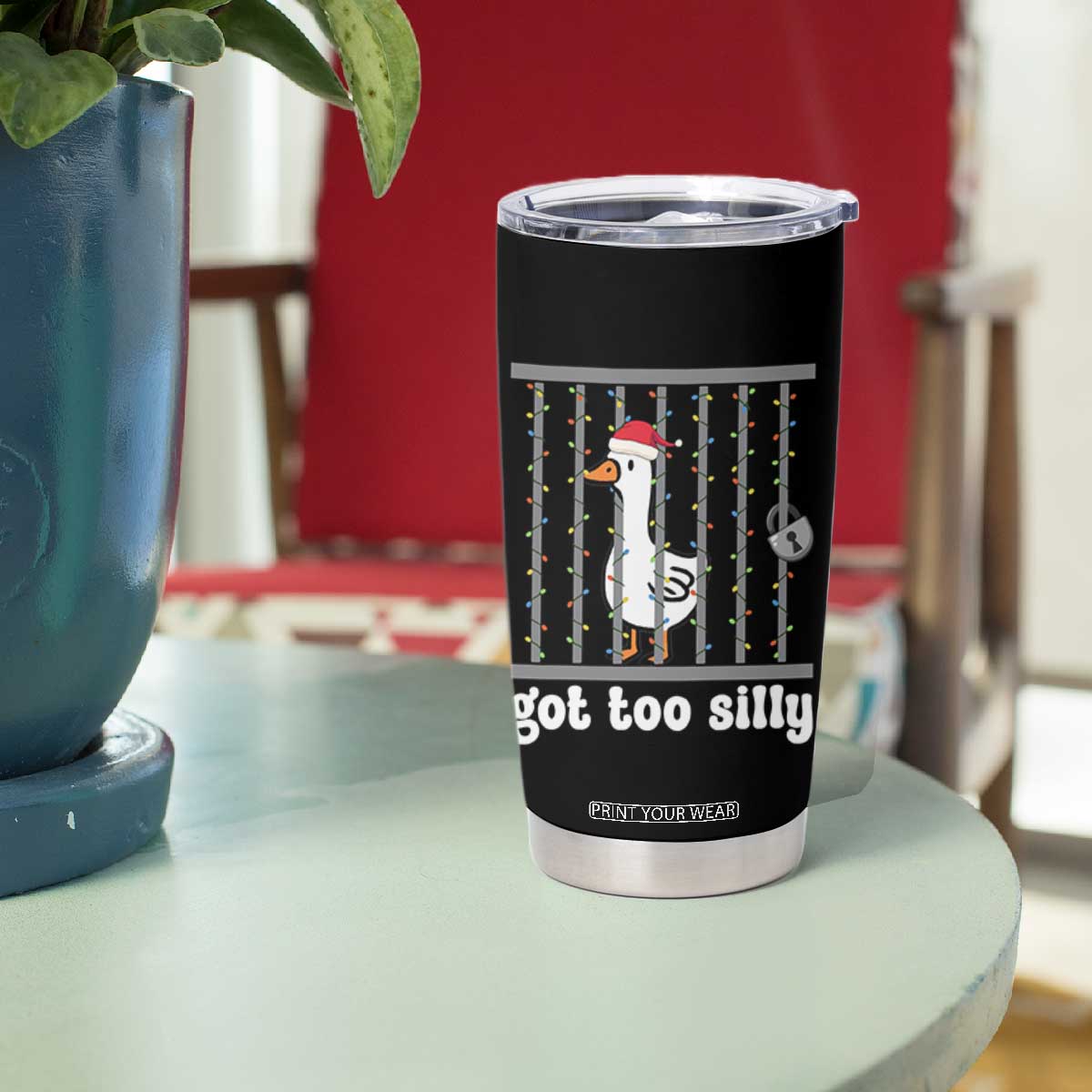 Funny Got Too Silly Christmas Tumbler Cup Santa Goose Pun Humor Animal Lovers TS11 Print Your Wear