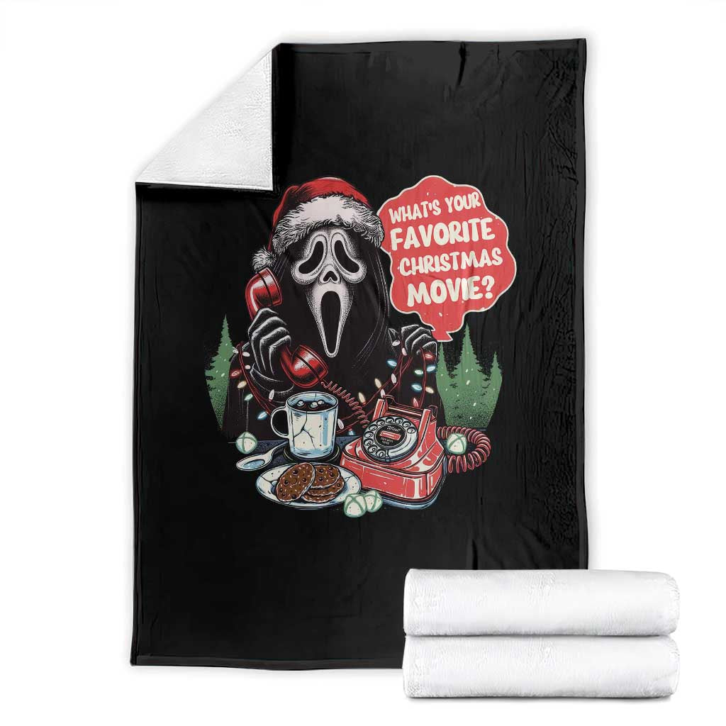 Funny Ghost Christmas Face Throw Blanket Whats Your Favorite Christmas Movie Spooky Xmas TS11 Black Print Your Wear
