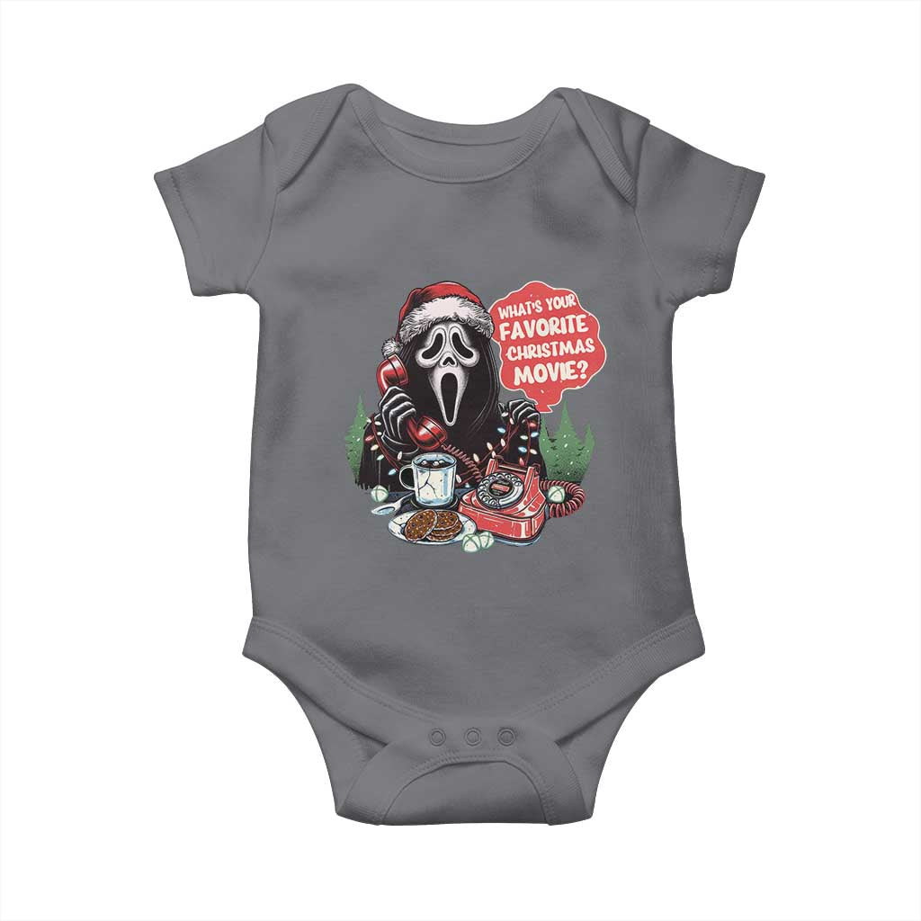Funny Ghost Christmas Face Baby Onesie Whats Your Favorite Christmas Movie Spooky Xmas TS11 Charcoal Print Your Wear