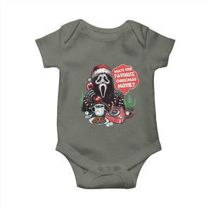 Funny Ghost Christmas Face Baby Onesie Whats Your Favorite Christmas Movie Spooky Xmas TS11 Military Green Print Your Wear