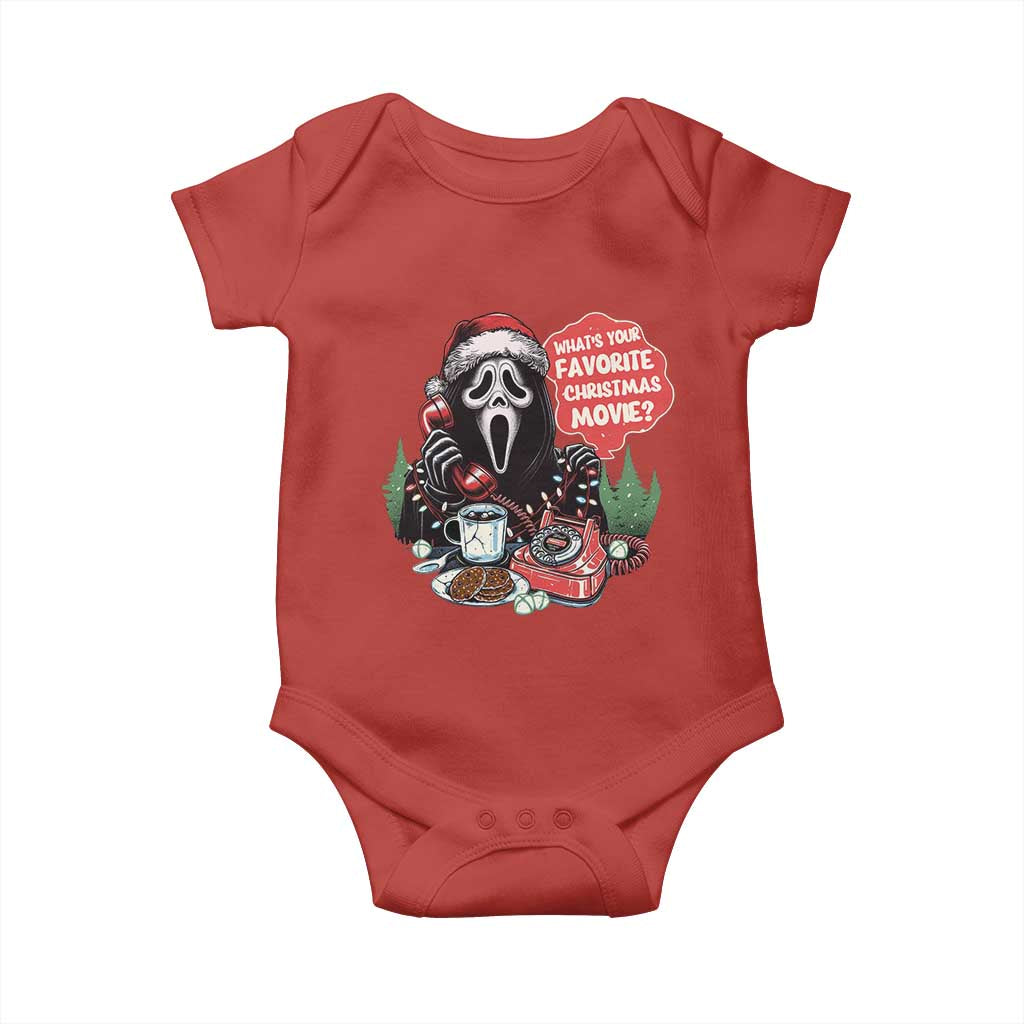 Funny Ghost Christmas Face Baby Onesie Whats Your Favorite Christmas Movie Spooky Xmas TS11 Red Print Your Wear