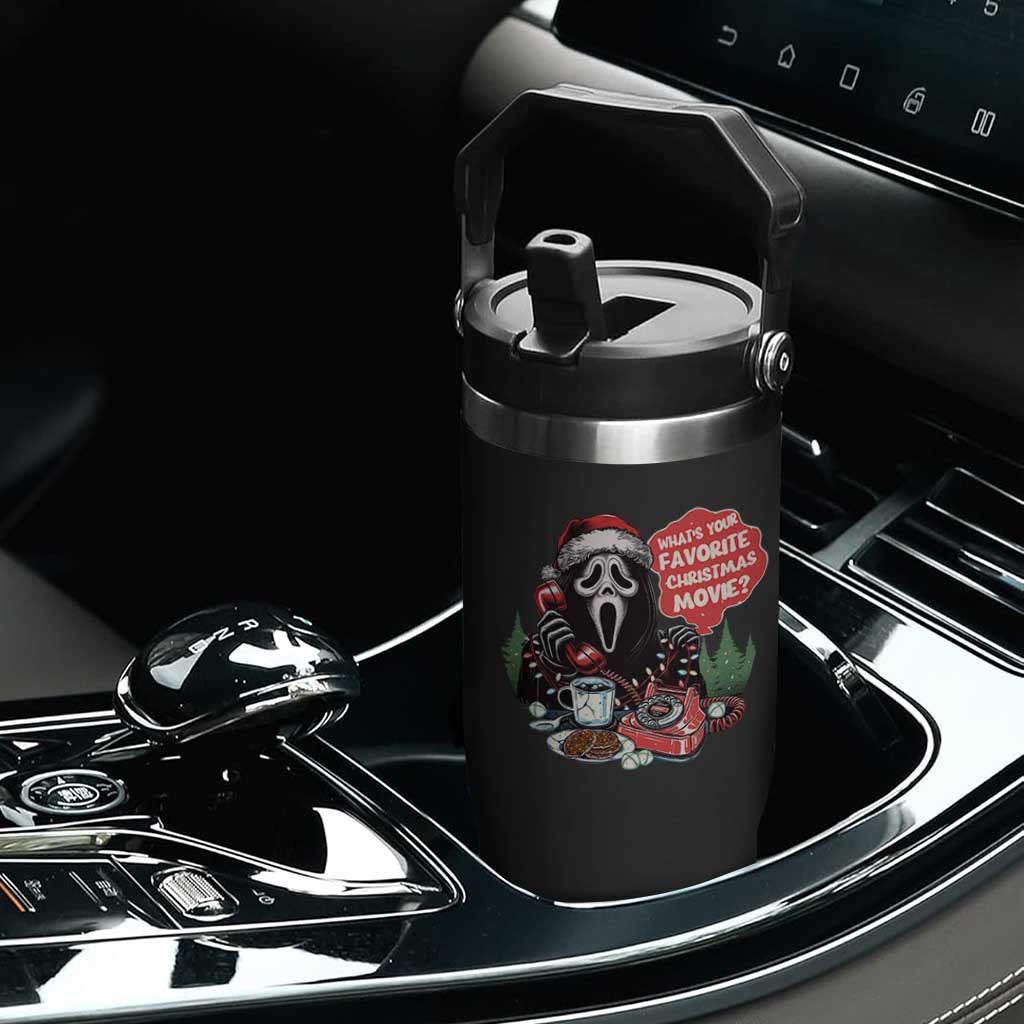 Funny Ghost Christmas Face Flip Straw Tumbler Whats Your Favorite Christmas Movie Spooky Xmas TS11 Print Your Wear