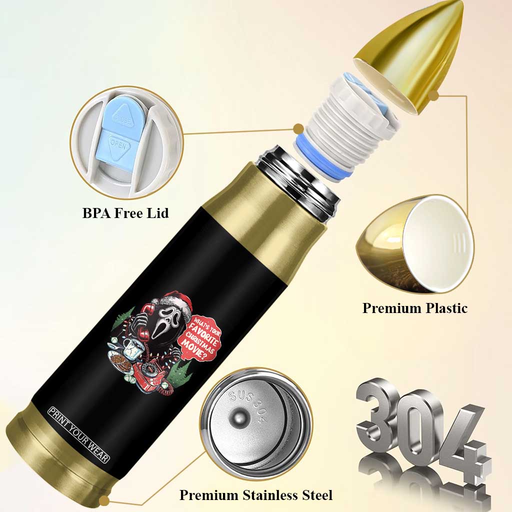 Funny Ghost Christmas Face Bullet Tumbler Whats Your Favorite Christmas Movie Spooky Xmas TS11 Print Your Wear