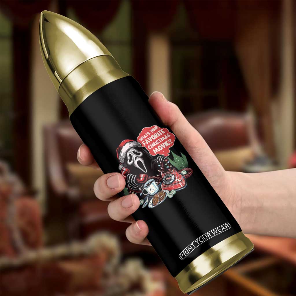 Funny Ghost Christmas Face Bullet Tumbler Whats Your Favorite Christmas Movie Spooky Xmas TS11 Print Your Wear
