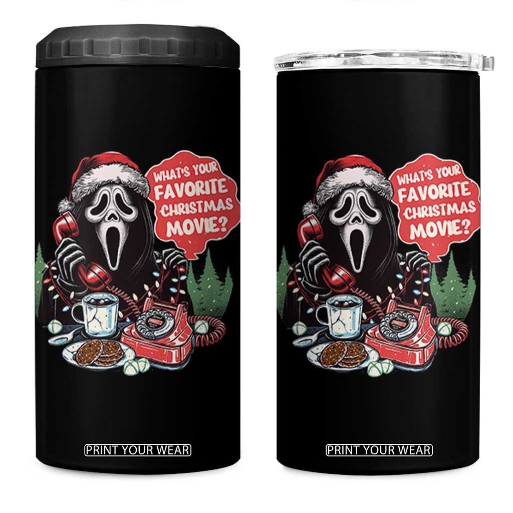 Funny Ghost Christmas Face 4 in 1 Can Cooler Tumbler Whats Your Favorite Christmas Movie Spooky Xmas TS11 One Size: 16 oz Black Print Your Wear