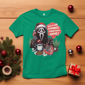Funny Ghost Christmas Face T Shirt Whats Your Favorite Christmas Movie Spooky Xmas TS11 Irish Green Print Your Wear