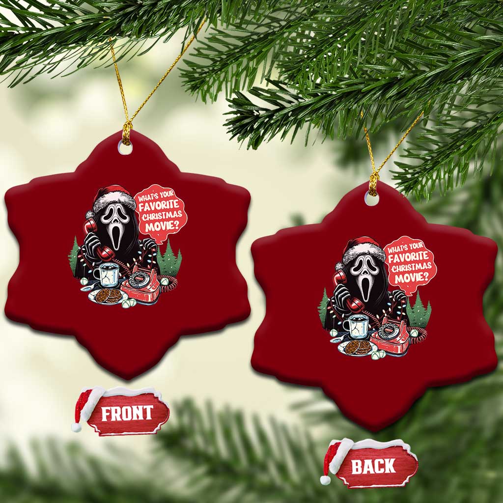 Funny Ghost Christmas Face Ceramic Ornament Whats Your Favorite Christmas Movie Spooky Xmas TS11 Print Your Wear