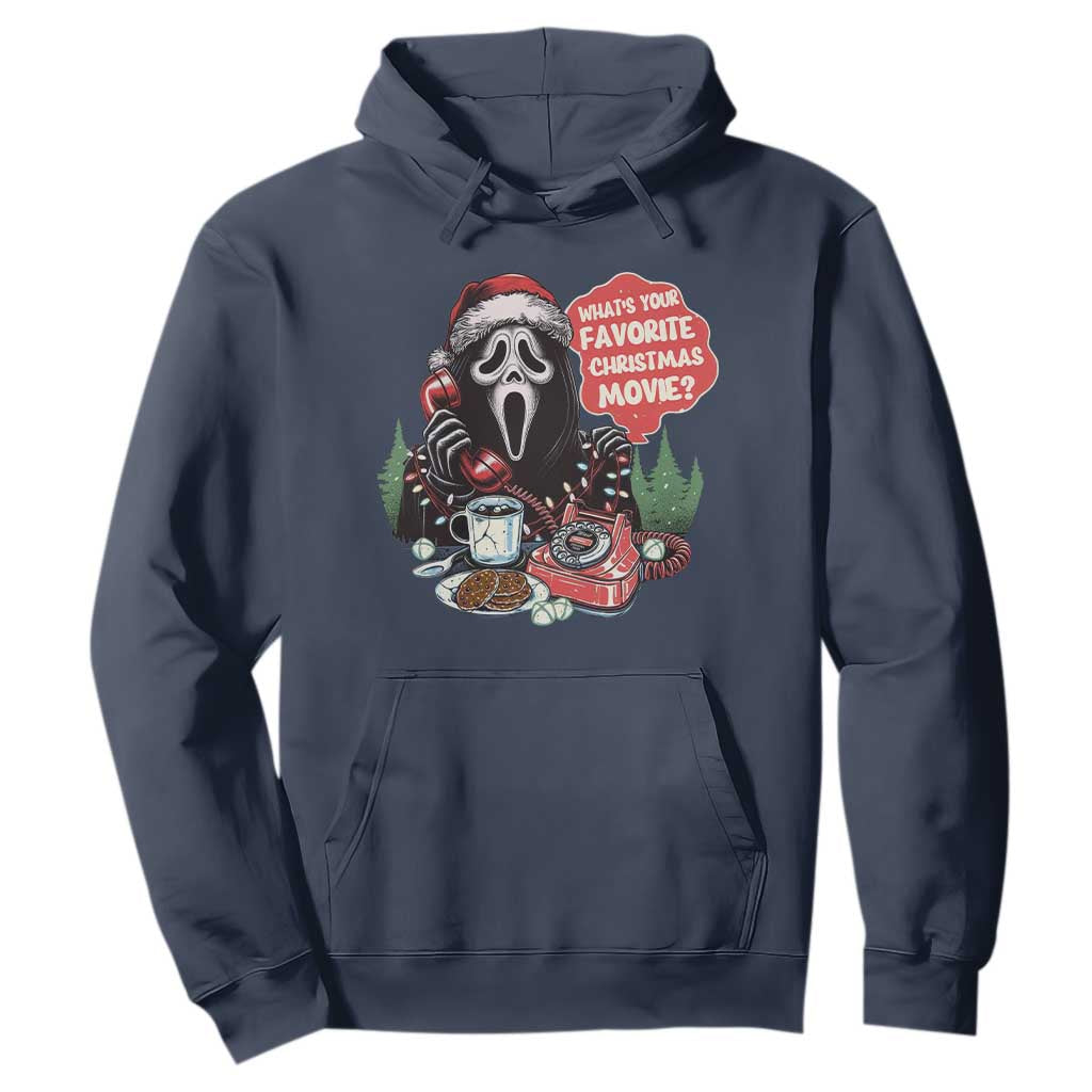 Funny Ghost Christmas Face Hoodie Whats Your Favorite Christmas Movie Spooky Xmas TS11 Navy Print Your Wear