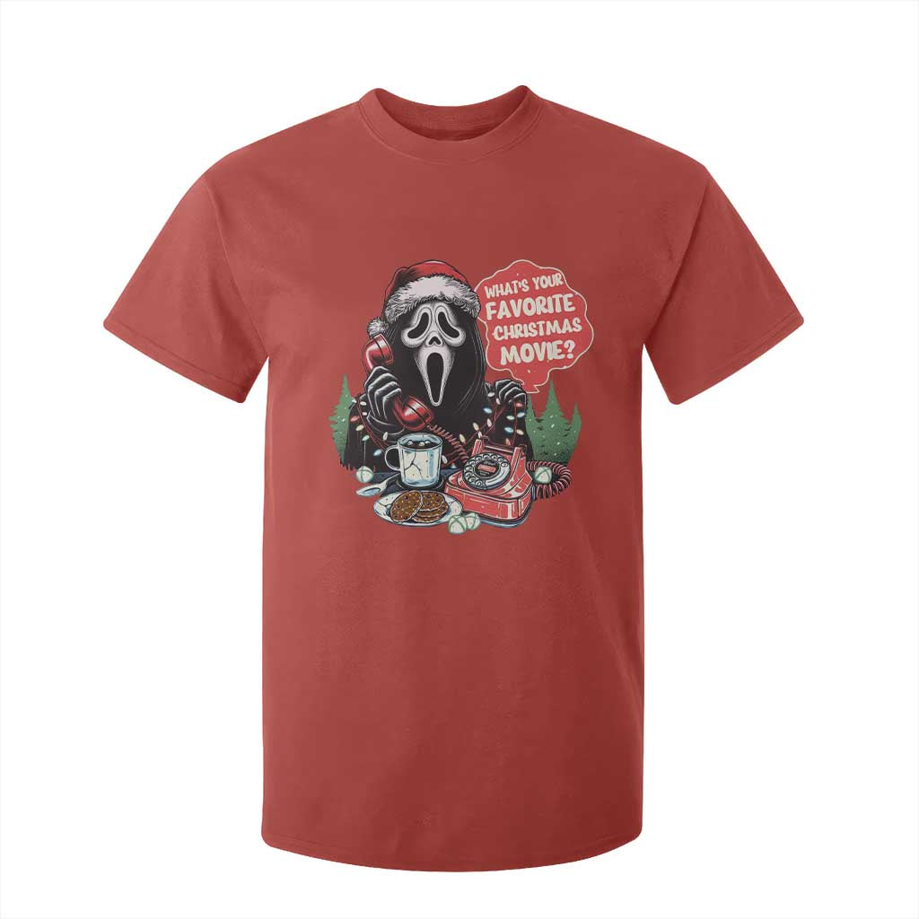 Funny Ghost Christmas Face T Shirt For Kid Whats Your Favorite Christmas Movie Spooky Xmas TS11 Red Print Your Wear