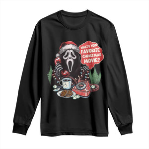 Funny Ghost Christmas Face Long Sleeve Shirt Whats Your Favorite Christmas Movie Spooky Xmas TS11 Black Print Your Wear
