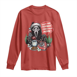 Funny Ghost Christmas Face Long Sleeve Shirt Whats Your Favorite Christmas Movie Spooky Xmas TS11 Red Print Your Wear