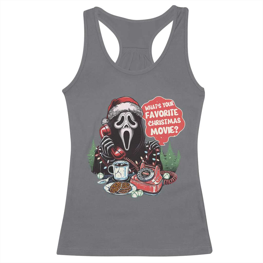 Funny Ghost Christmas Face Racerback Tank Top Whats Your Favorite Christmas Movie Spooky Xmas TS11 Charcoal Print Your Wear