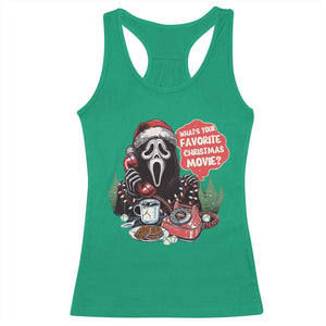 Funny Ghost Christmas Face Racerback Tank Top Whats Your Favorite Christmas Movie Spooky Xmas TS11 Irish Green Print Your Wear