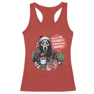 Funny Ghost Christmas Face Racerback Tank Top Whats Your Favorite Christmas Movie Spooky Xmas TS11 Red Print Your Wear