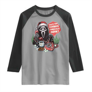 Funny Ghost Christmas Face Raglan Shirt Whats Your Favorite Christmas Movie Spooky Xmas TS11 Sport Gray Black Print Your Wear