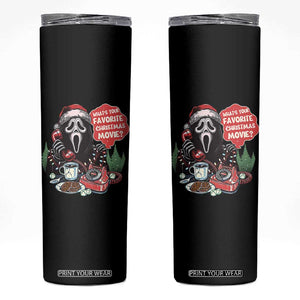 Funny Ghost Christmas Face Skinny Tumbler Whats Your Favorite Christmas Movie Spooky Xmas TS11 Black Print Your Wear