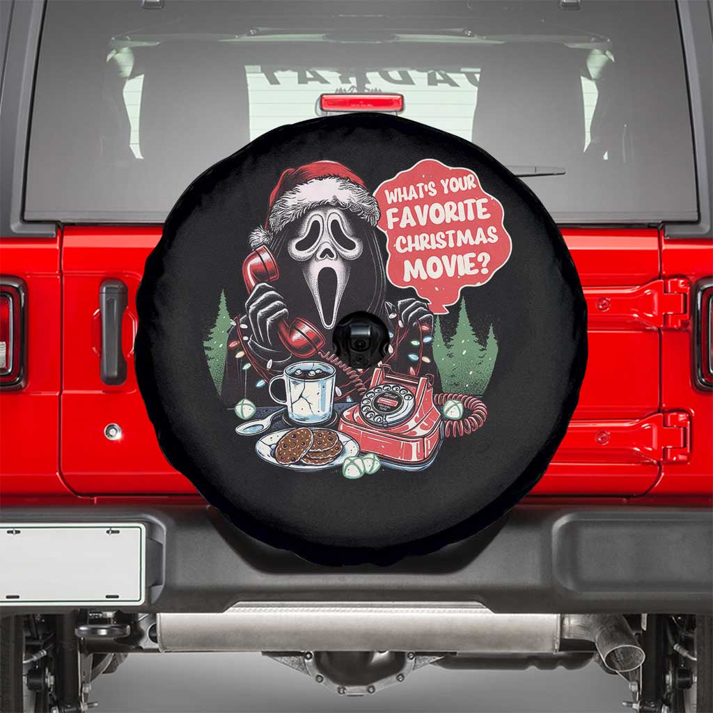 Funny Ghost Christmas Face Spare Tire Cover Whats Your Favorite Christmas Movie Spooky Xmas TS11 Black Print Your Wear