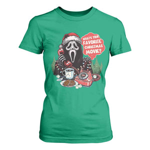 Funny Ghost Christmas Face T Shirt For Women Whats Your Favorite Christmas Movie Spooky Xmas TS11 Irish Green Print Your Wear