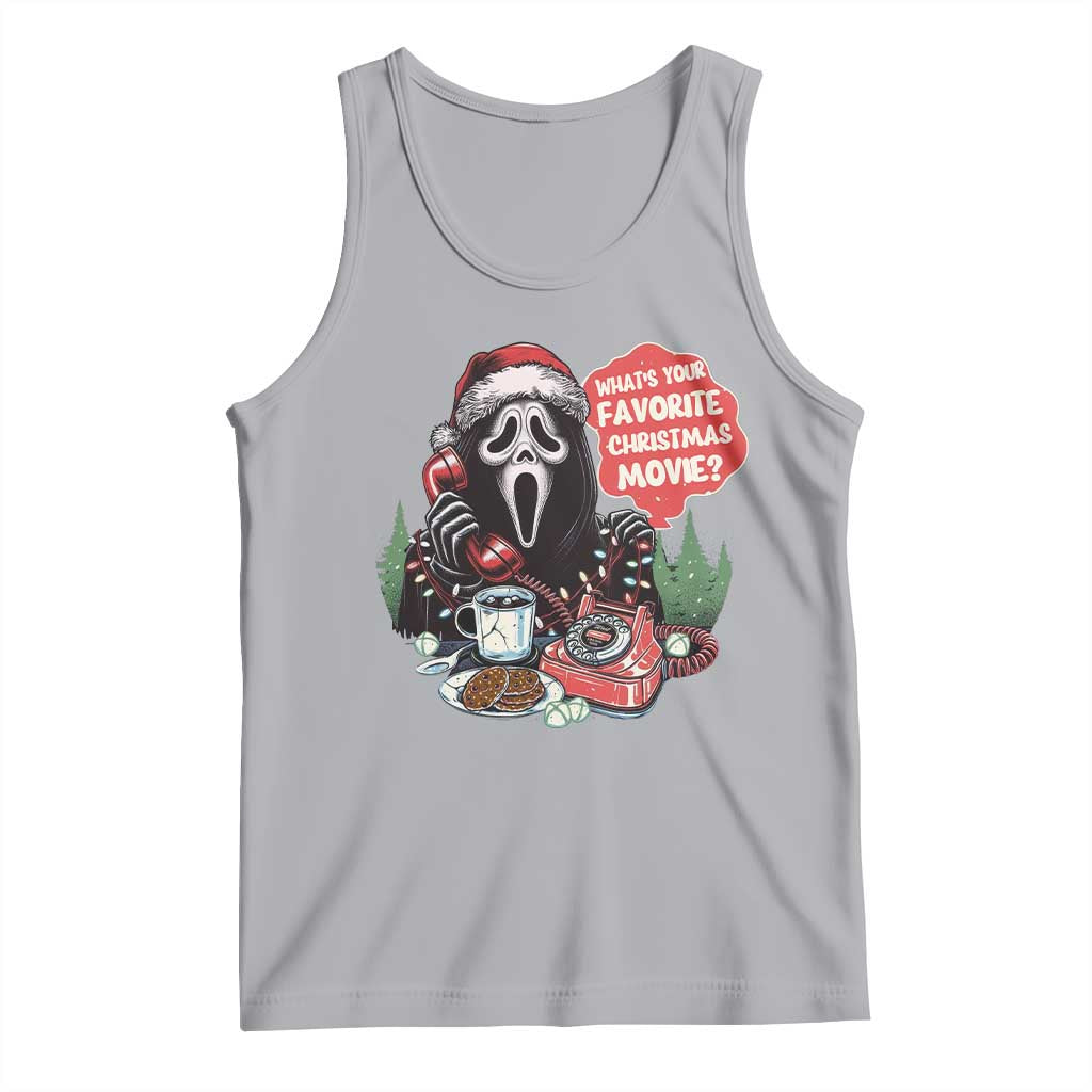 Funny Ghost Christmas Face Tank Top Whats Your Favorite Christmas Movie Spooky Xmas TS11 Athletic Heather Print Your Wear