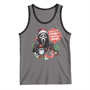 Funny Ghost Christmas Face Tank Top Whats Your Favorite Christmas Movie Spooky Xmas TS11 Deep Heather Black Print Your Wear