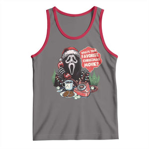 Funny Ghost Christmas Face Tank Top Whats Your Favorite Christmas Movie Spooky Xmas TS11 Deep Heather Red Print Your Wear