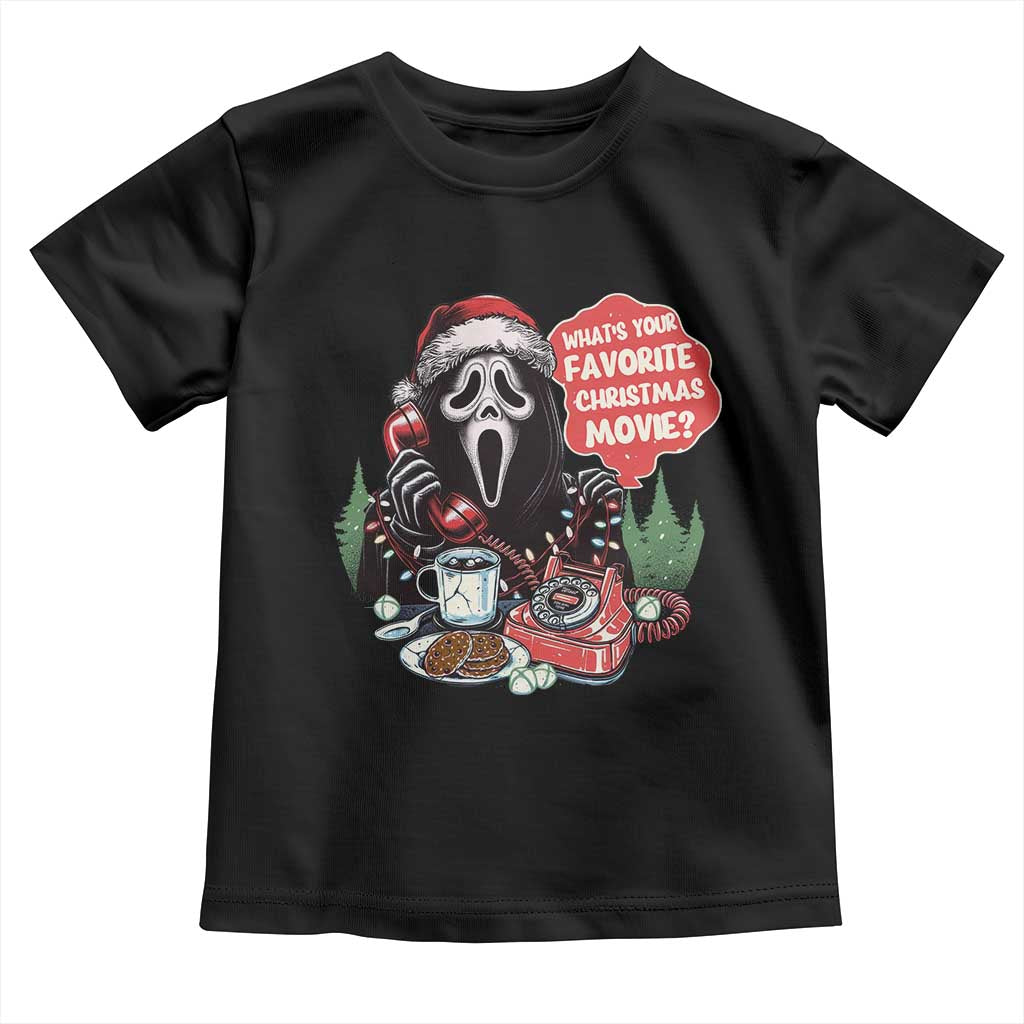 Funny Ghost Christmas Face Toddler T Shirt Whats Your Favorite Christmas Movie Spooky Xmas TS11 Black Print Your Wear