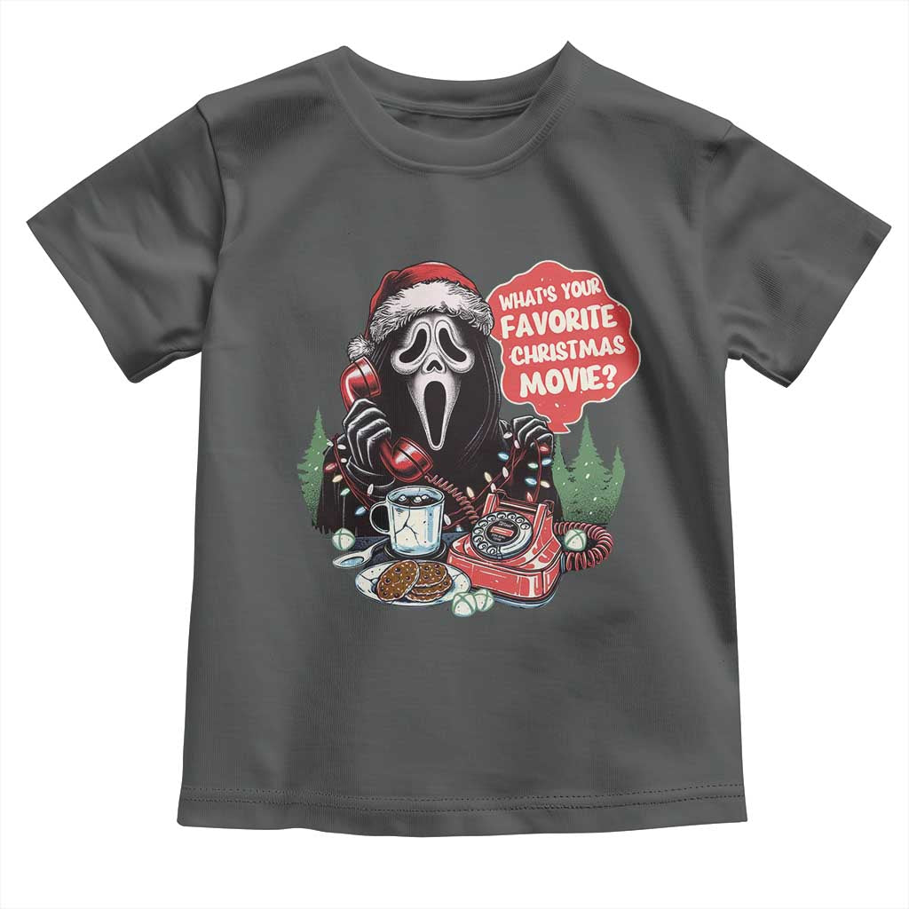 Funny Ghost Christmas Face Toddler T Shirt Whats Your Favorite Christmas Movie Spooky Xmas TS11 Dark Heather Print Your Wear