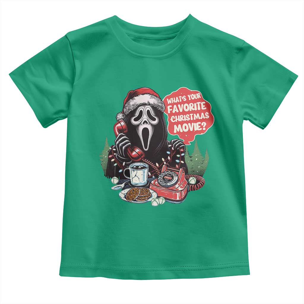 Funny Ghost Christmas Face Toddler T Shirt Whats Your Favorite Christmas Movie Spooky Xmas TS11 Irish Green Print Your Wear