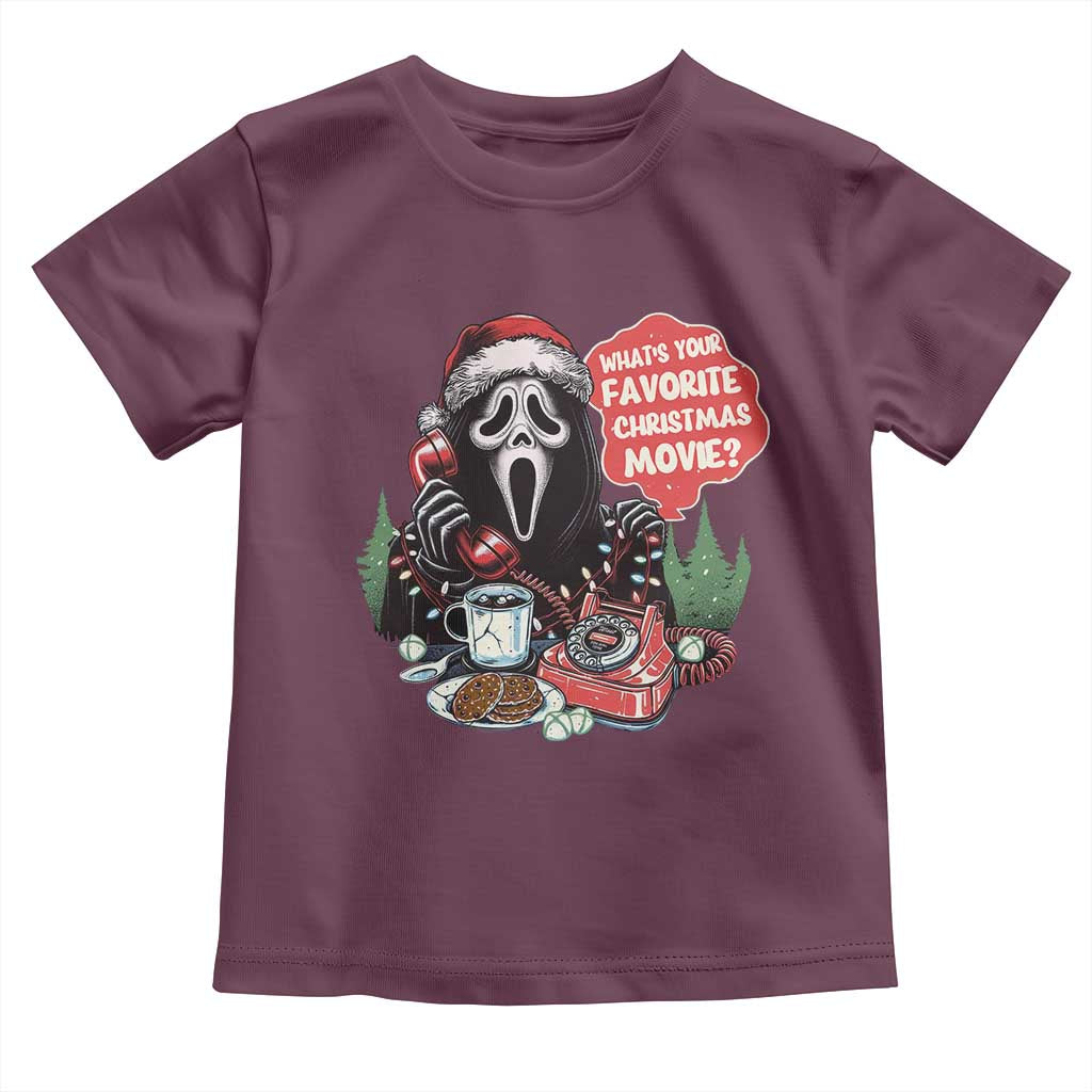 Funny Ghost Christmas Face Toddler T Shirt Whats Your Favorite Christmas Movie Spooky Xmas TS11 Maroon Print Your Wear