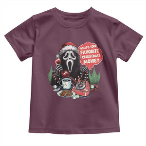 Funny Ghost Christmas Face Toddler T Shirt Whats Your Favorite Christmas Movie Spooky Xmas TS11 Maroon Print Your Wear