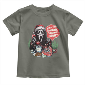 Funny Ghost Christmas Face Toddler T Shirt Whats Your Favorite Christmas Movie Spooky Xmas TS11 Military Green Print Your Wear