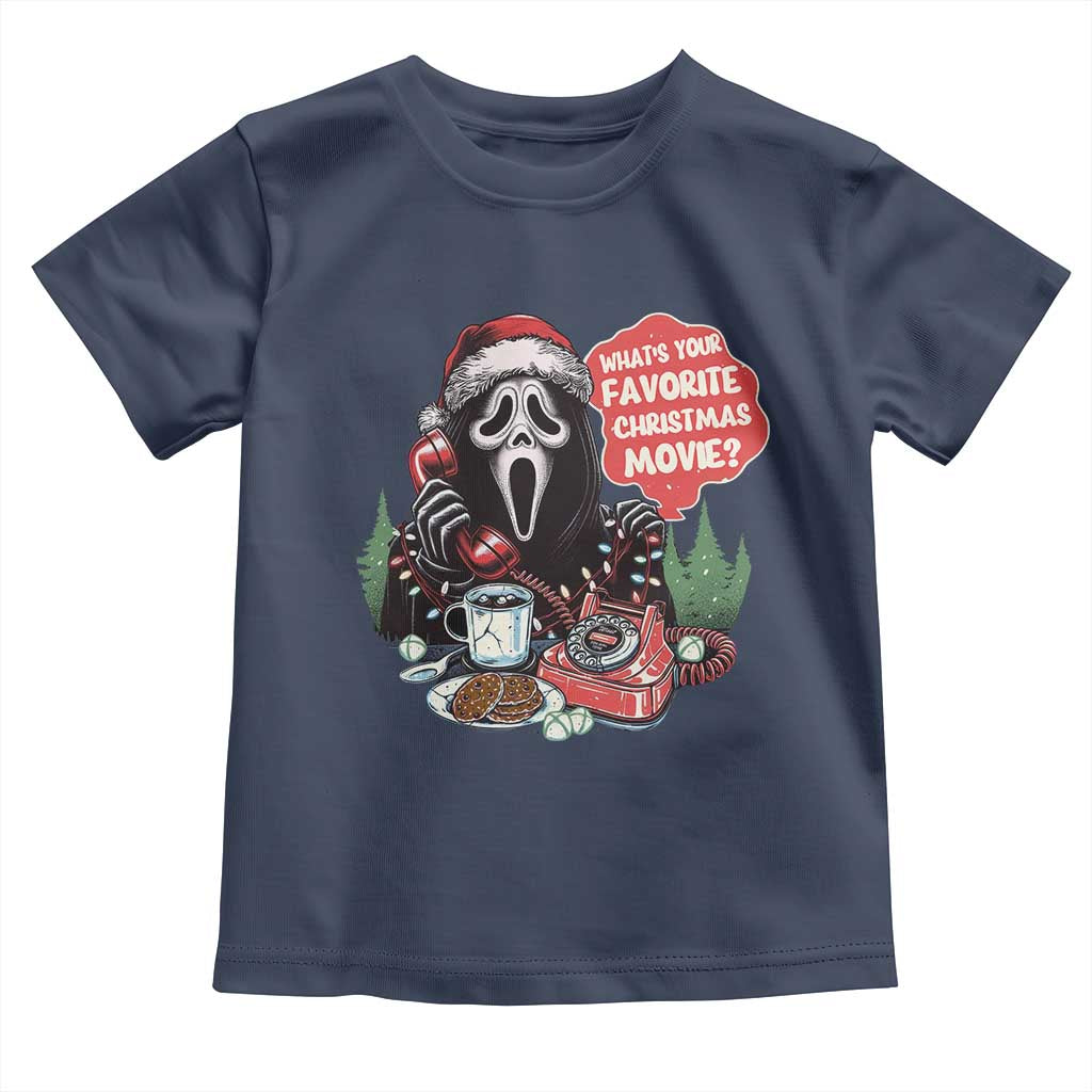 Funny Ghost Christmas Face Toddler T Shirt Whats Your Favorite Christmas Movie Spooky Xmas TS11 Navy Print Your Wear