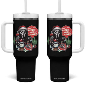 Funny Ghost Christmas Face Tumbler With Handle Whats Your Favorite Christmas Movie Spooky Xmas TS11 One Size: 40 oz Black Print Your Wear
