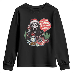 Funny Ghost Christmas Face Youth Sweatshirt Whats Your Favorite Christmas Movie Spooky Xmas TS11 Black Print Your Wear