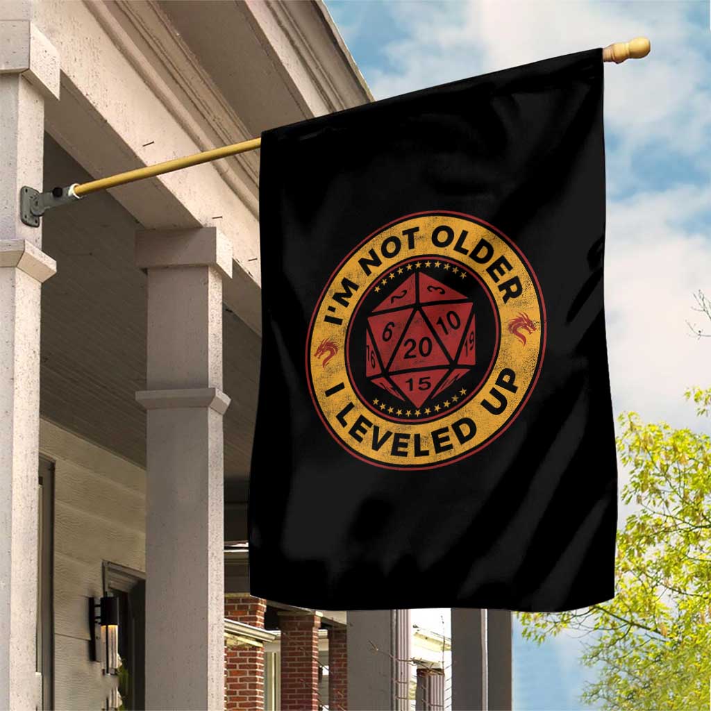 Funny RPG Gamer I Am Not Older I Leveled Up Garden Flag Vintage D20 Tabletop TS11 Print Your Wear