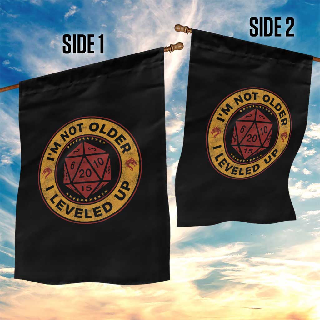 Funny RPG Gamer I Am Not Older I Leveled Up Garden Flag Vintage D20 Tabletop TS11 Print Your Wear