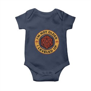 Funny RPG Gamer I Am Not Older I Leveled Up Baby Onesie Vintage D20 Tabletop TS11 Navy Print Your Wear