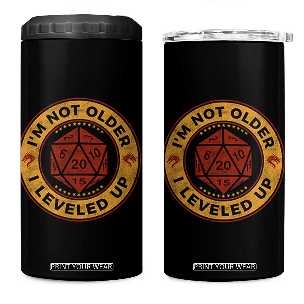Funny RPG Gamer I Am Not Older I Leveled Up 4 in 1 Can Cooler Tumbler Vintage D20 Tabletop TS11 One Size: 16 oz Black Print Your Wear