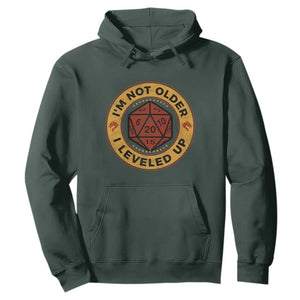Funny RPG Gamer I Am Not Older I Leveled Up Hoodie Vintage D20 Tabletop TS11 Dark Forest Green Print Your Wear