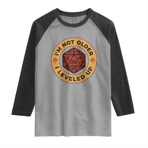 Funny RPG Gamer I Am Not Older I Leveled Up Raglan Shirt Vintage D20 Tabletop TS11 Sport Gray Black Print Your Wear