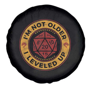 Funny RPG Gamer I Am Not Older I Leveled Up Spare Tire Cover Vintage D20 Tabletop TS11 Print Your Wear