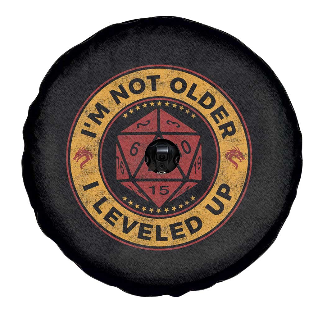 Funny RPG Gamer I Am Not Older I Leveled Up Spare Tire Cover Vintage D20 Tabletop TS11 Print Your Wear