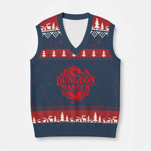 Funny Dungeon Master V-Neck Knit Sweater Vest RPG Gamer D20 Tabletop Red Dragon TS11 Navy Red Print Your Wear
