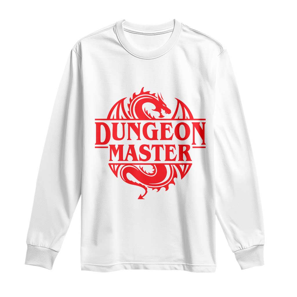 Funny Dungeon Master Long Sleeve Shirt RPG Gamer D20 Tabletop Red Dragon TS11 White Print Your Wear