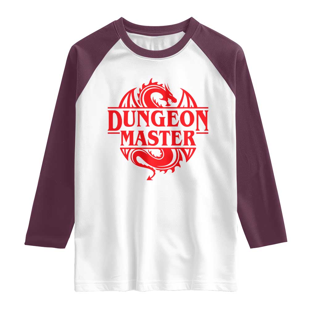 Funny Dungeon Master Raglan Shirt RPG Gamer D20 Tabletop Red Dragon TS11 White Maroon Print Your Wear