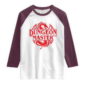 Funny Dungeon Master Raglan Shirt RPG Gamer D20 Tabletop Red Dragon TS11 White Maroon Print Your Wear