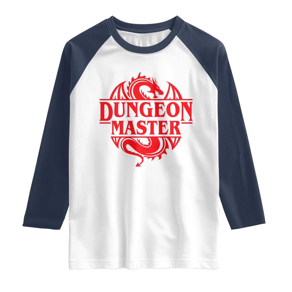 Funny Dungeon Master Raglan Shirt RPG Gamer D20 Tabletop Red Dragon TS11 White Navy Print Your Wear